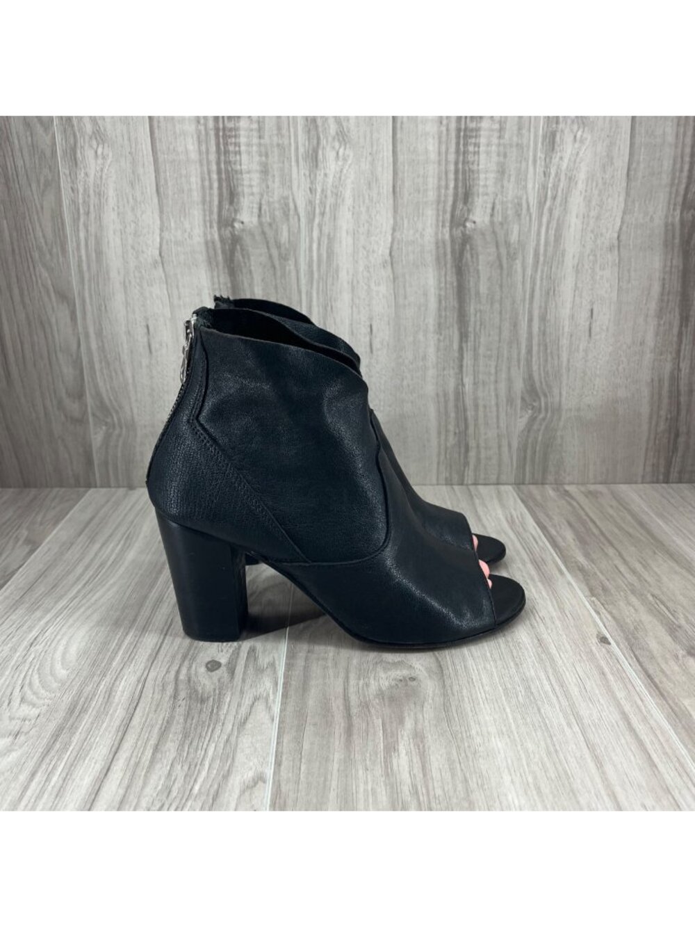 Cordani Ankle Boots Womens EU 38 Black Leather Zip Peep Toe Booties